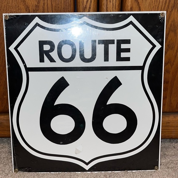 Ande Rooney Route 66 Porcelain Enameled Metal Advertising Sign 11" x 12", Sealed - Picture 4 of 6